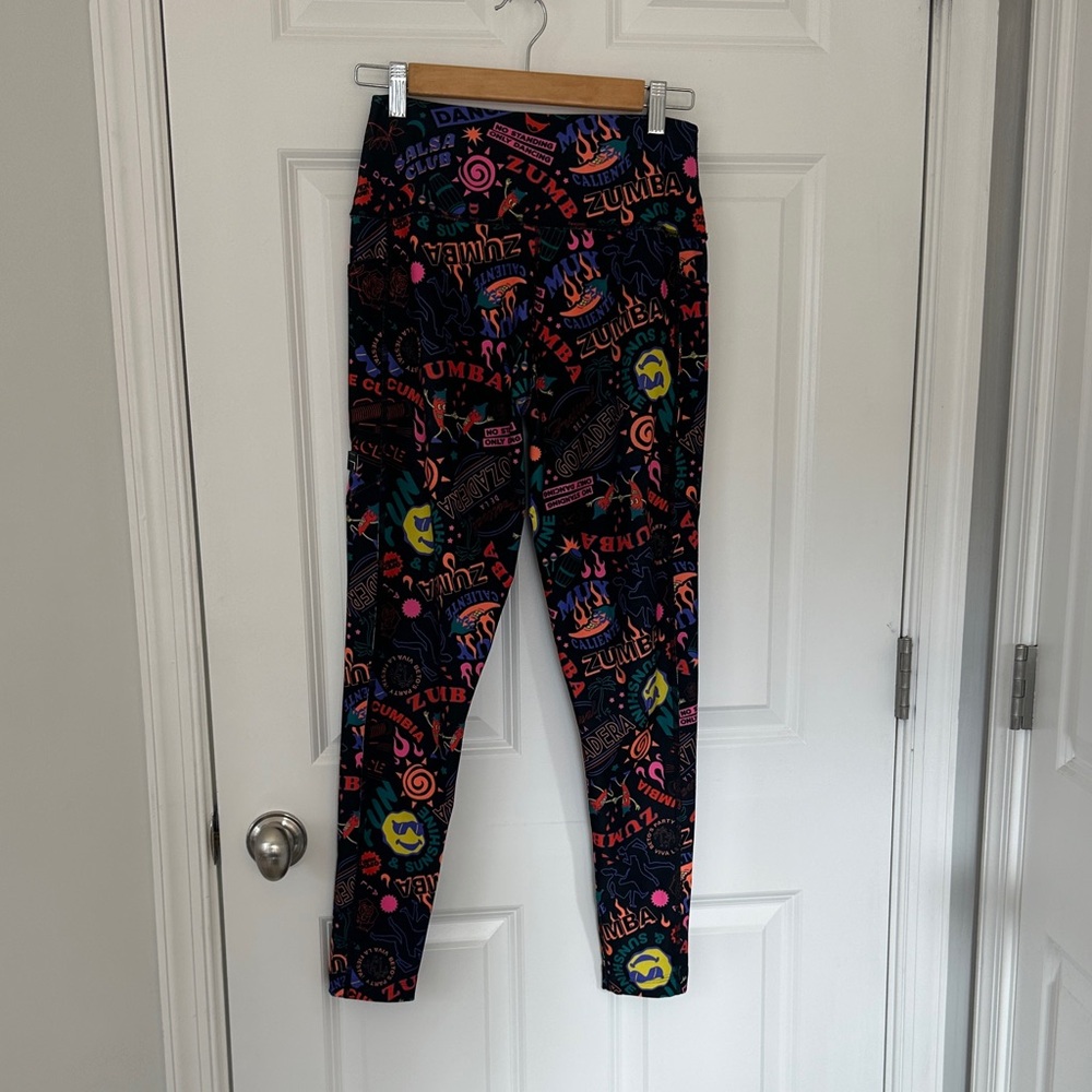 Zumba Wear Black Multicolor Graphic Leggings